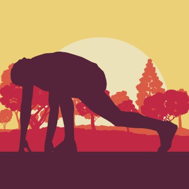 Park vektör arka plan manzara erkekte egzersiz ısınmak