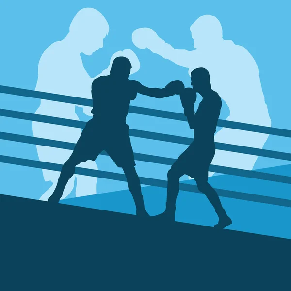 Boxer homme combat dans fond vectoriel anneau de boxe — Image vectorielle