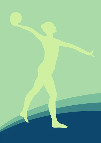 Mujer con pelota artística gimnasia vector abstracto — Vector de stock