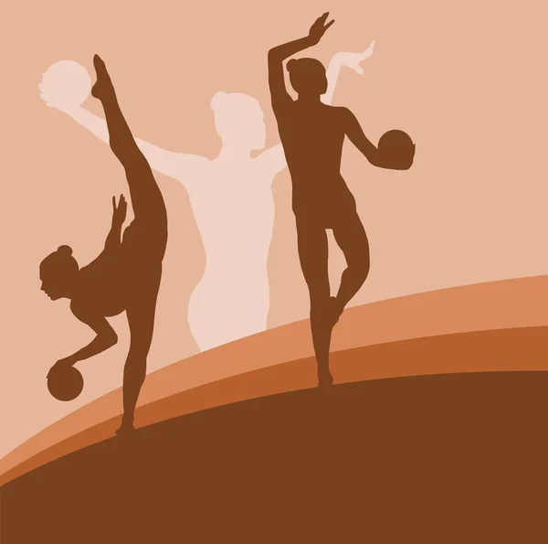 Femme avec ballon gymnastique artistique vecteur abstrait — Image vectorielle