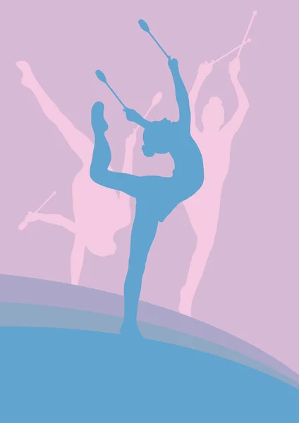 女性与印度俱乐部体操运动员矢量 — 图库矢量图片