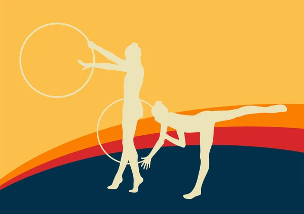 Gimnasta femenina con vector de aro abstracto — Archivo Imágenes Vectoriales