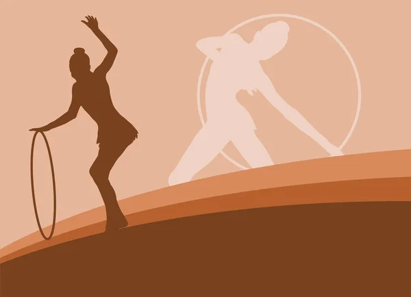 Женская гимнастка с резюме вектора обруча — стоковый вектор