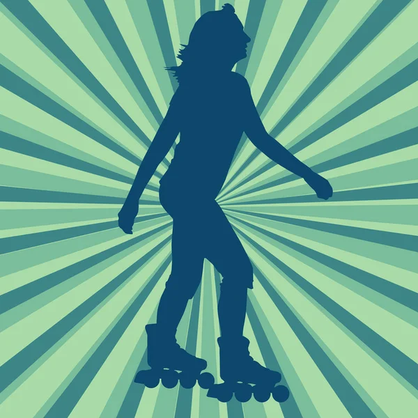 Vrouw inline schaatsen vector abstract — Stockvector