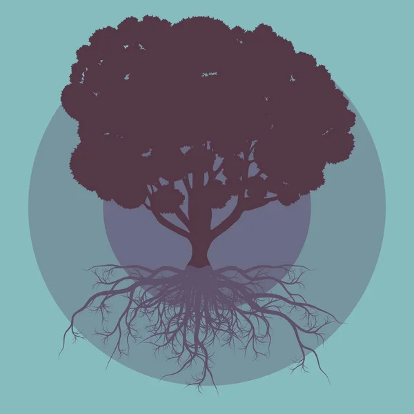 Дерево з коренями Векторна абстрактна концепція тла з вінтажним — стоковий вектор