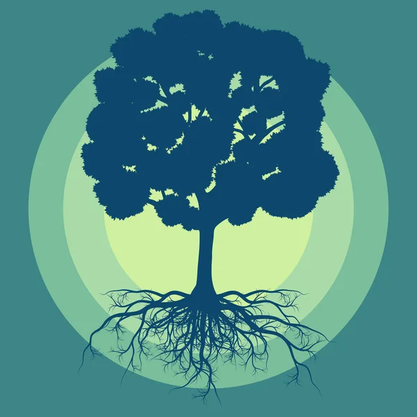 Árbol con raíces vector abstracto concepto de fondo con vintage — Vector de stock