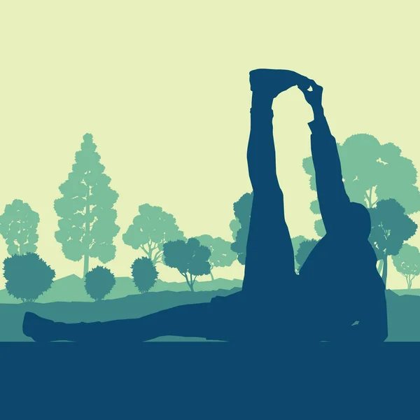 ウォーム アップ運動公園のベクトルの背景の風景の男 — ストックベクタ