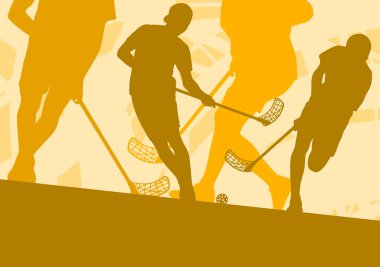 Floorball player indoor abstract vector background man with stic clipart
