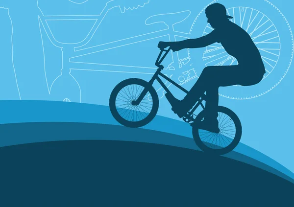 自行车极端自由式骑手行动矢量抽象 — 图库矢量图片