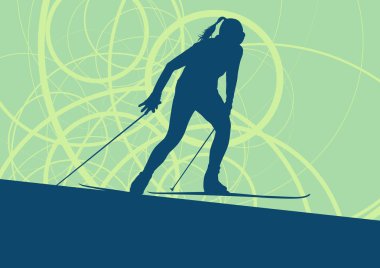 Retro ile Kayak kadın profesyonel tasarlamak vektör arka plan