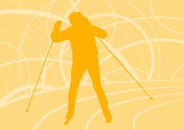 Retro ile Kayak kadın profesyonel tasarlamak vektör arka plan