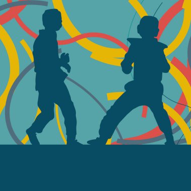 Taekwondo çocuk eğitim vektör soyut mücadele