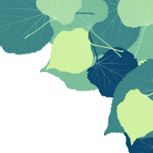 Linden bladeren vector abstracte achtergrond met retro groen — Stockvector