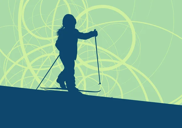 Entraînement de ski enfant vecteur abstrait — Image vectorielle
