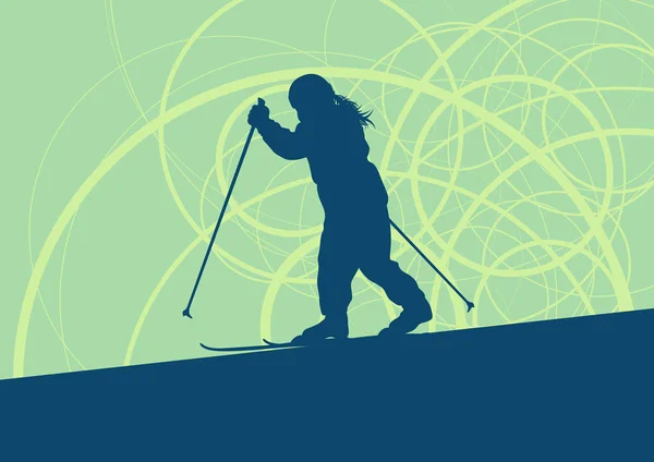 子供スキー トレーニング ベクトル抽象 — ストックベクタ