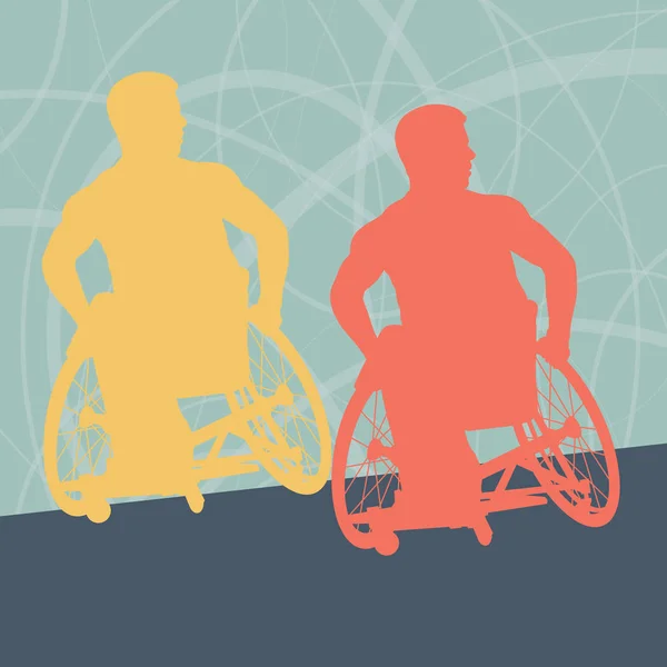Cadeira de rodas homem deficiente força de vontade conceito vetor —  Vetores de Stock