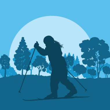 Kayak orman vektör arka plan manzara sunse ile çocuklarda