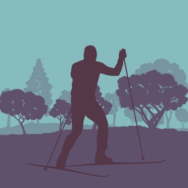 Orman vektör arka plan manzara Kayak adam