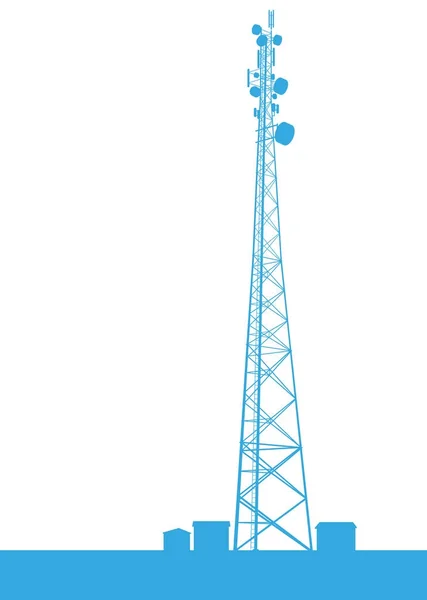 Telecomunicação torre azul construções vetor fundo iso — Vetor de Stock