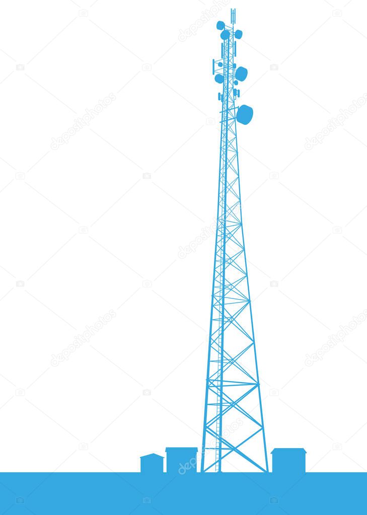 Telecommunication tower blue constructions vector background iso