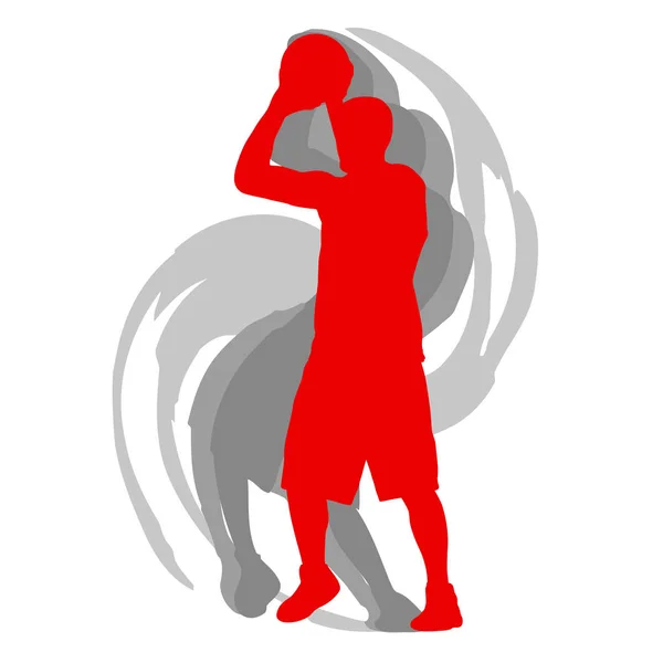 アクション ベクトル背景コンセプトのバスケット ボール選手 — ストックベクタ