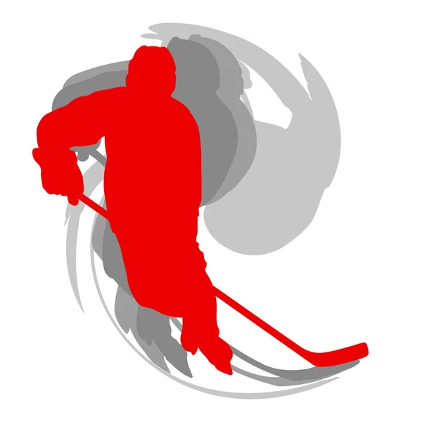 运动概念中的冰球运动员在白色矢量上的红色隔离 — 图库矢量图片