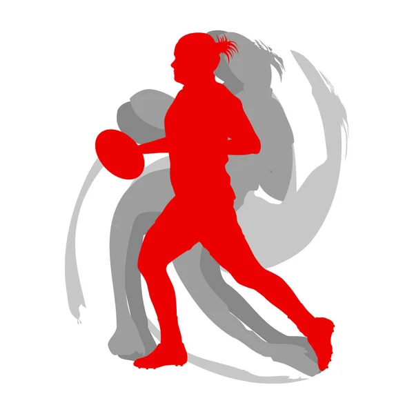 Joueuse de rugby en rouge isolée sur fond blanc vectoriel fa — Image vectorielle