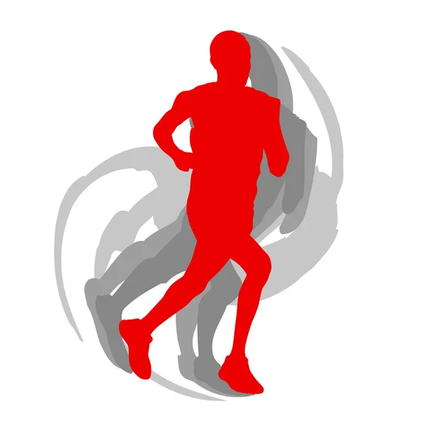 Homme coureur mouvement isolé vecteur arrière-plan concept — Image vectorielle