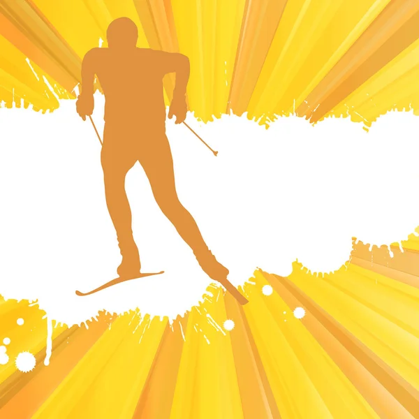 スキー男ベクトル抽象的なバーストの背景ポスター — ストックベクタ