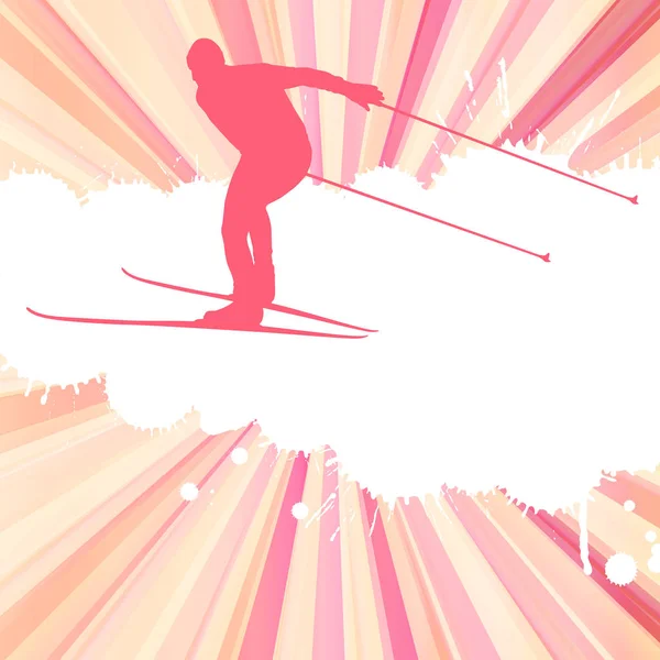 Skiën man vector abstracte burst achtergrond poster — Stockvector