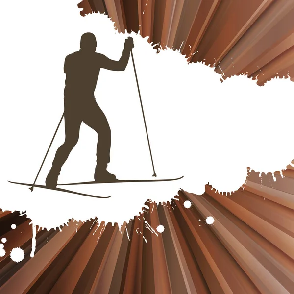 Skiing man vector abstract burst background poster — Stock Vector