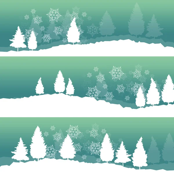 Kış manzara ağaçlar ve kar vektör soyut — Stok Vektör