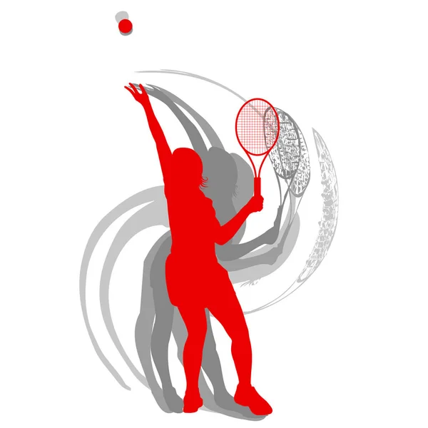 网球运动员女性矢量抽象背景运动概念 免版税图库插图
