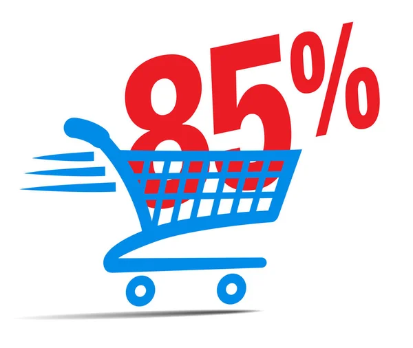 签出购物车销售图标符号与 85% — 图库矢量图片