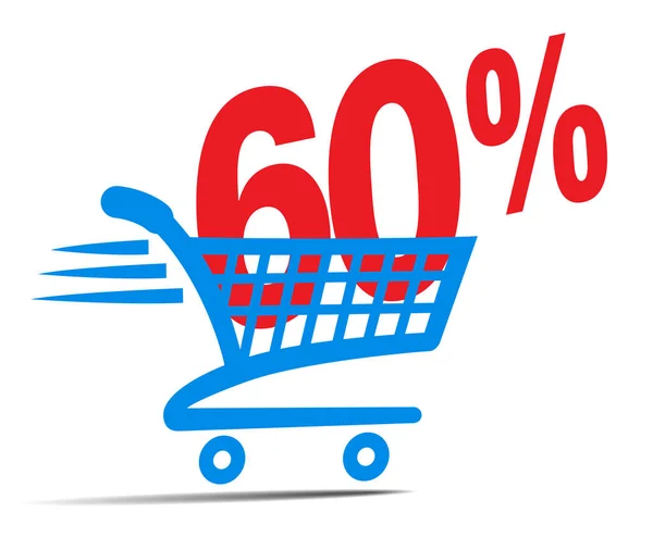 签出购物车销售图标符号与 60% — 图库矢量图片