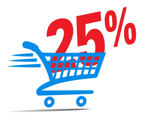 签出购物车销售图标符号与 25% — 图库矢量图片