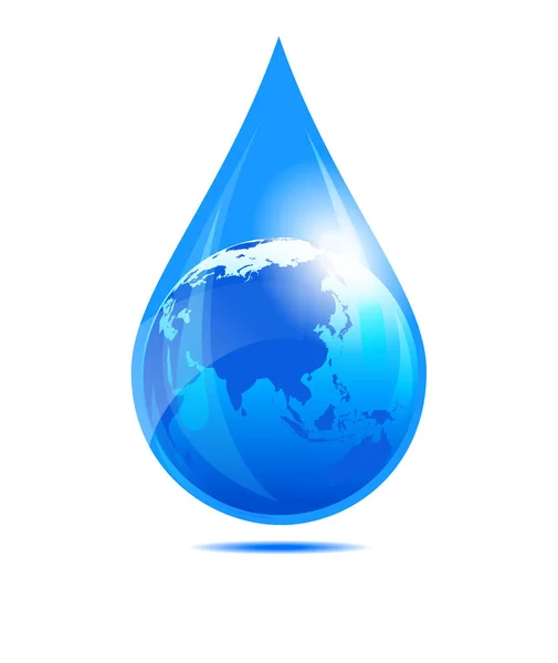 水ドロップ世界、水滴の世界 — ストックベクタ
