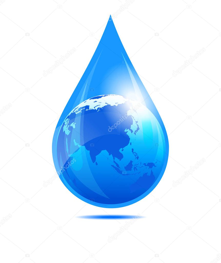 Water Drop World, Globe in a Water Droplet