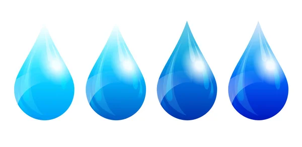 Water Drop, Water Droplet, Four Color Versions — Stock Vector