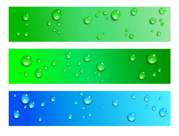 Water Droplets Web Banner Backgrounds — Stock Vector