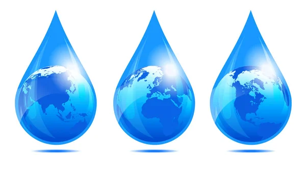 Víz csepp világ, egy csepp vizet a világon — Stock Vector