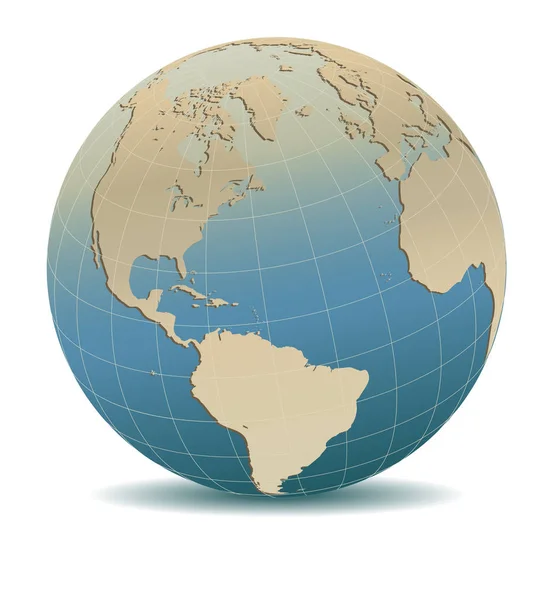 Retro stijl Noord- en Zuid-Amerika, Europa, Afrika geglobaliseerde wereld — Stockvector
