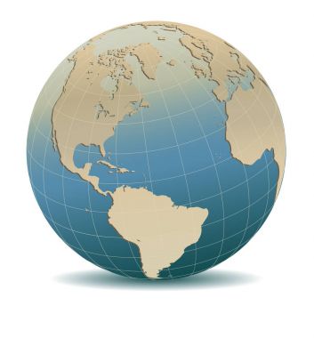 Retro tarzı Kuzey ve Güney Amerika, Avrupa, Afrika küresel dünya