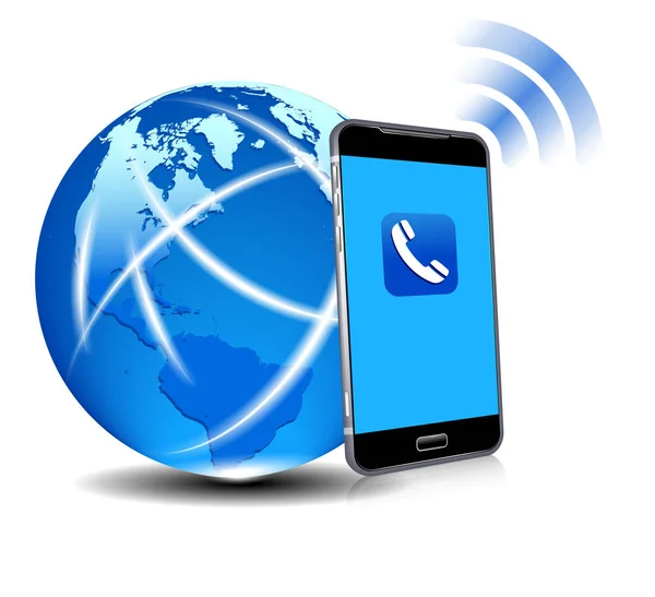 Aplicación de teléfono móvil inteligente de teléfono celular de conexión global - Elementos o — Vector de stock