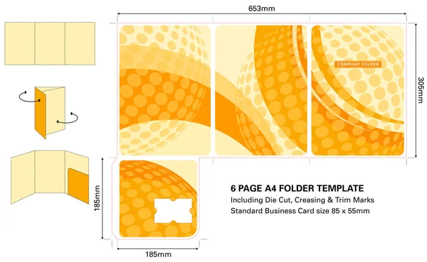 6 ページ A4 フォルダー テンプレート、ビジネス フォルダー — ストックベクタ