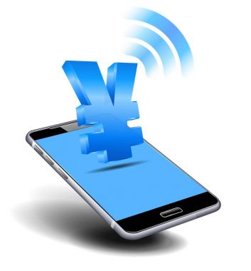 Ödeme nakit, Yen, cep, mobil akıllı telefon tarafından 