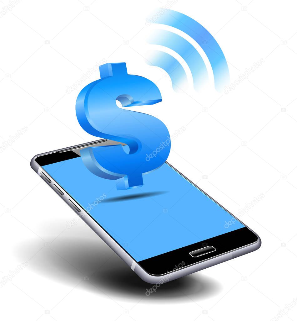 Pay Cash, Dollar, by Cell, Mobile Smart Phone 