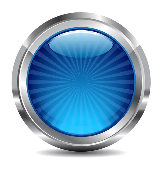 Icono de botón brillante azul, diseño vectorial — Vector de stock