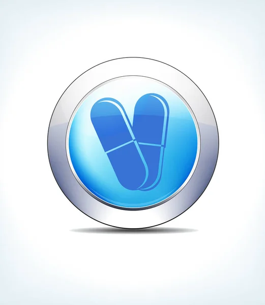 Blå ikonen knappen kapslar, medicin, sjukvård & Pharma — Stock vektor