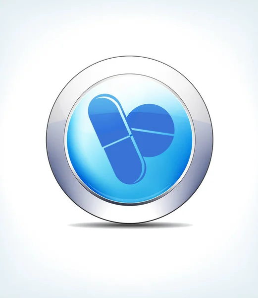 Blue Icon Button Capsule, compresse, pillole, assistenza sanitaria e farmaceutica — Vettoriale Stock